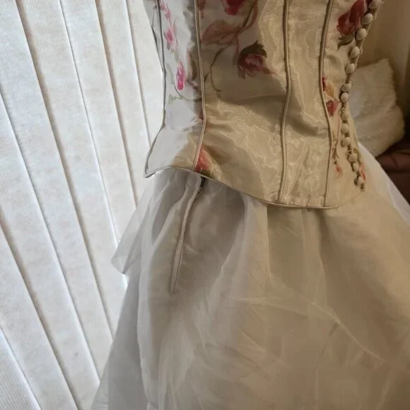 2pc Floral Wedding Dress Size 10 - Picture 5 of 9